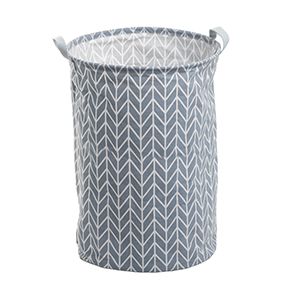 CESTO DE ROUPA SUJA POLIÉSTER REDONDO CHEVRON C/ALÇA 40x60cm