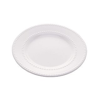 PRATO RASO DE PORCELANA NEW BONE PEARL BRANCO 27cm