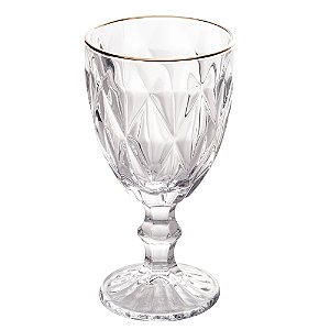 CJ 6 TAÇAS P/ÁGUA VIDRO SODO-CÁLCICO C/FIO OURO 325ml