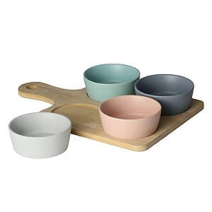 CJ PETISQUEIRA C/BANDEJA BAMBU E 4 POTES 21x31cm