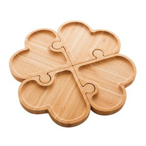 PETISQUEIRA C/4 DIVISÓRIAS BAMBU QUEBRA-CABEÇA 26x26x1,6cm