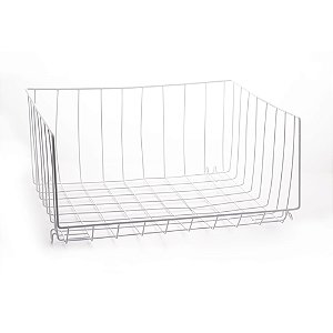 CESTA ORGANIZADORA EMPILHÁVEL METAL BRANCO 47x42x22cm
