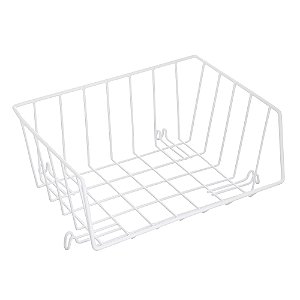 CESTA ORGANIZADORA EMPILHÁVEL METAL BRANCO 29x22x12cm