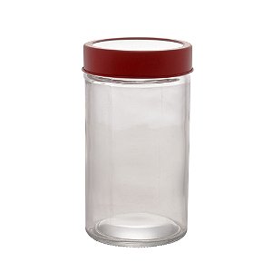 POTE VIDRO BOROSILICATO C/TAMPA DE ACRÍLICO VERMELHA 500ml