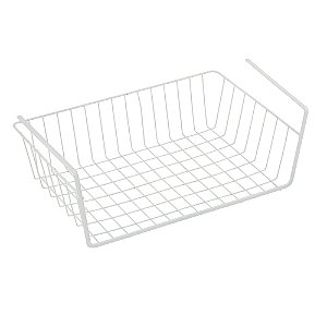 CESTA ORGANIZADORA PRATELEIRA METAL BRANCO 40x25,5x14cm