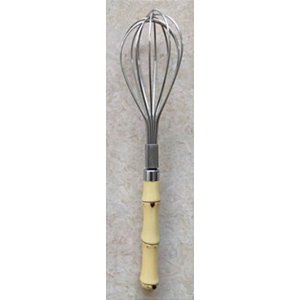 BATEDOR OVOS AÇO INOX C/CABO PLÁSTICO BAMBU NATURAL 23,5cm