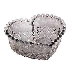 MINI TRAVESSA VIDRO SODO-CÁLCICO CORAÇÃO CINZA 13,5x12x5cm