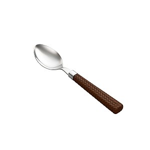 CJ 6 COLHERES P/CHÁ AÇO INOX C/CABO PLÁSTICO RATTAN 16cm
