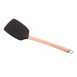 ESPÁTULA DE NYLON PRETA C/CABO DE AÇO INOX ROSÉ 34cm