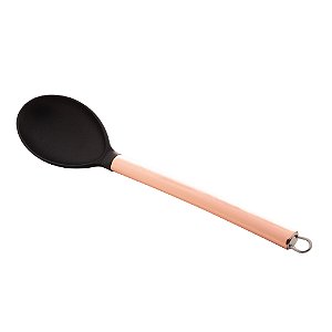 COLHER DE NYLON PRETA C/CABO DE AÇO INOX ROSÉ 34cm