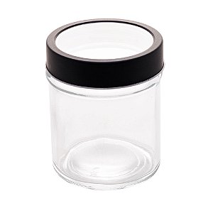POTE VIDRO BOROSILICATO C/TAMPA DE ACRÍLICO PRETA 350ml