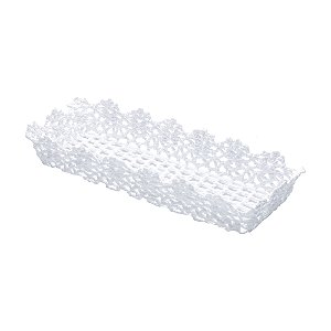 CESTA DE PLÁSTICO CROCHÊ BRANCA 30x12x6cm