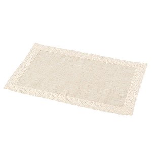 CJ 4 LUGARES AMERICANOS LINHO CRU ALGODÃO E CROCHÊ 50x33cm