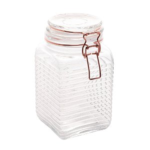 POTE HERMÉTICO VIDRO BOROSSILICATO C/METAL ROSÉ 10x19cm