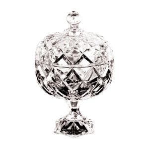 POTICHE DECORATIVO C/PÉ CRISTAL CHUMBO DELI DIAMOND 18x28cm