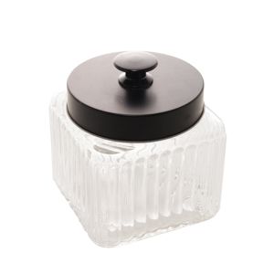 POTE DE VIDRO BOROSSILICATO C/TAMPA DE METAL PRETA 800ml