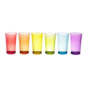 CJ 6 COPOS DE VIDRO SKY COLORIDO 350ml