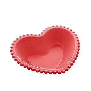 SALADEIRA PORCELANA CORAÇÃO BEADS VERMELHO 18x15x5cm