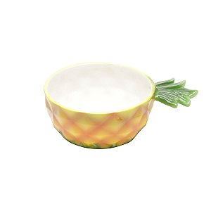 BOWL DE CERÂMICA PINEAPPLE LARANJA E VERDE 16,5x12x6cm