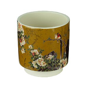 VASO DECORATIVO CERÂMICA FLORES 12x13cm