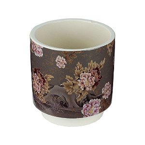 VASO DECORATIVO CERÂMICA FLORES 12x13cm