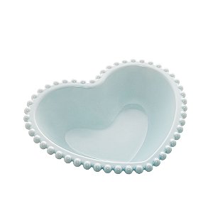 SALADEIRA PORCELANA CORAÇÃO BEADS AZUL 18x15x5cm