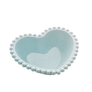 CJ 2 BOWLS PORCELANA CORAÇÃO BEADS AZUL 15x13x5cm