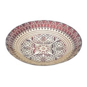 CENTRO DE MESA DE VIDRO LUCA VERMELHO 33x9cm