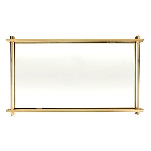 BANDEJA DECORATIVA METAL C/ESPELHO DOURADO 36x21x4cm