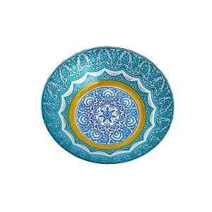 CENTRO DE MESA DE VIDRO ROCOCO AZUL 33x9cm