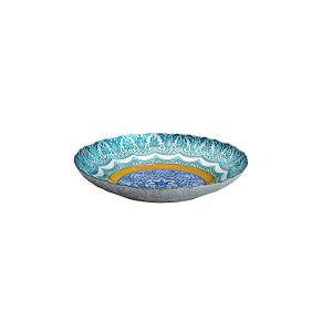 CENTRO DE MESA DE VIDRO ROCOCO AZUL 40x8cm