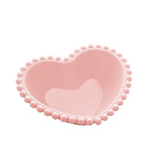 CJ 2 BOWLS PORCELANA CORAÇÃO BEADS ROSE 15x13x5cm