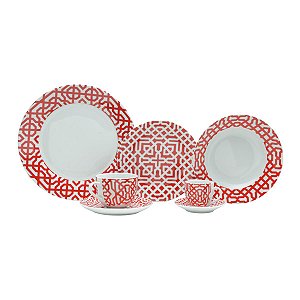 APARELHO  JANTAR 42PC  PORCELANA SUPER WHITE CORAL MAIL BOX