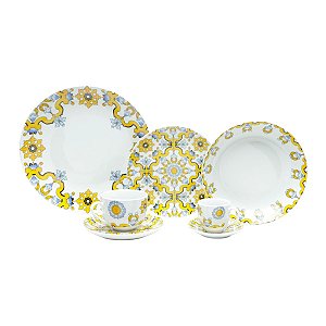 APARELHO  JANTAR 42PC  PORCELANA SUPER WHITE CAPRI MAIL BOX