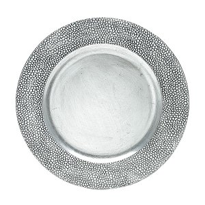 CJ 6 SOUSPLATS DE PLÁSTICO CRAQUELADO PRATEADO E PRETO 33cm