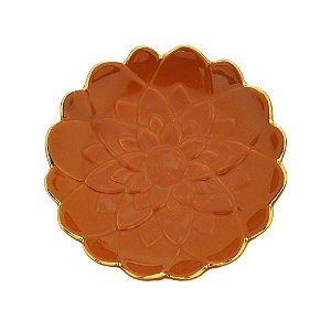 CJ 4 PORTA ANÉIS DECORATIVOS PORCELANA VERMELHO 14x3cm