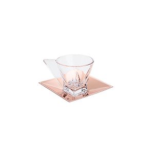 CJ 6 XÍCARAS DE VIDRO P/CAFÉ C/PIRES VENEZA ROSÉ 70ml