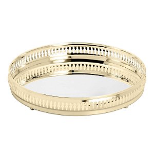 BANDEJA DE PRATA C/ESPELHO GALLERY DOURADO 36cm