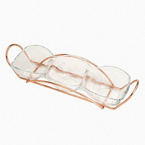 PETISQUEIRA TRIPLA DE VIDRO C/SUPORTE DANIELLI ROSÉ 40x13X7cm