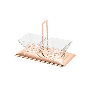 PETISQUEIRA DUPLA DE VIDRO E AÇO INOX TORCELLO ROSE 25X14X17,5cm