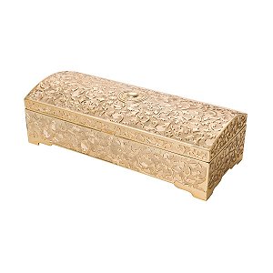 PORTA JÓIAS RETANGULAR DOURADO DE ZAMAC 17,3x8x5cm