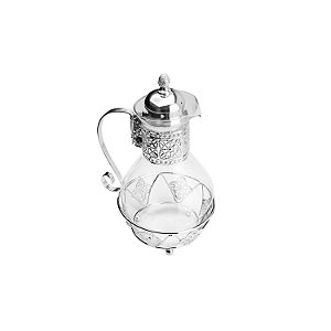 JARRA P/ÁGUA C/TAMPA ZAMAC SILVER PLATED VIDRO MASCATE 1,6l