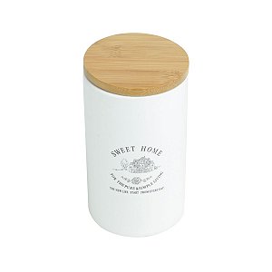 POTE DE CERÂMICA C/TAMPA DE MADEIRA SWEET HOME 1l