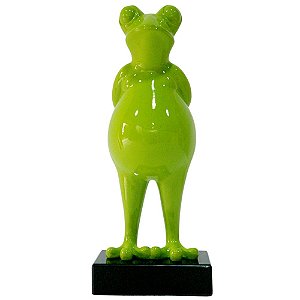 ESCULTURA RESINA PLASTICA FROG PRINCE VERDE 15 X 15 X 38 CM