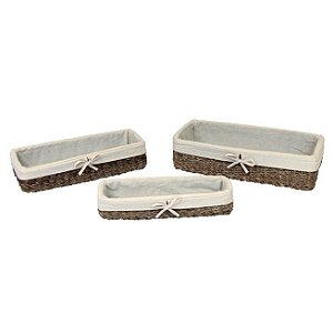 JG 3 CESTAS FIBRA NATURAL C/TECIDO 45X20X11/40X16X9/36X12X7