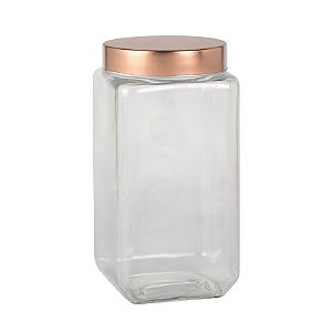 PORTA MANTIMENTO VIDRO LISO COM TAMPA DE METAL 2L 11X11X23CM