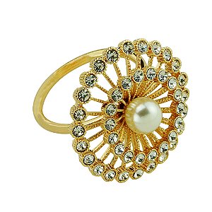 CJ 4 ANÉIS P/GUARDANAPOS ZINCO BOTÃO DOURADO 5x5cm