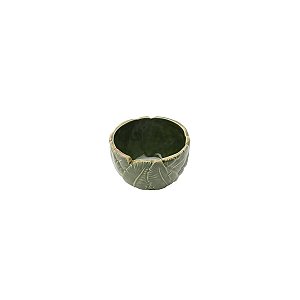 CENTRO DE MESA DE CERÂMICA BANANA LEAF VERDE 11x11x6,5cm