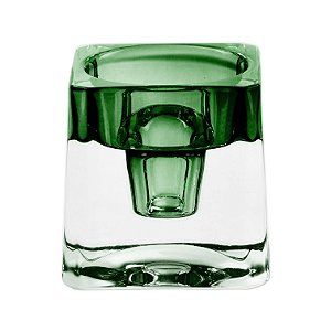 PORTA VELA 2 EM 1 EM VIDRO L5,5XP5,5XA5,5CM COR VERDE
