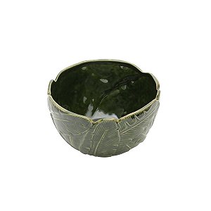 CENTRO DE MESA DE CERÂMICA BANANA LEAF VERDE 21x21x12cm